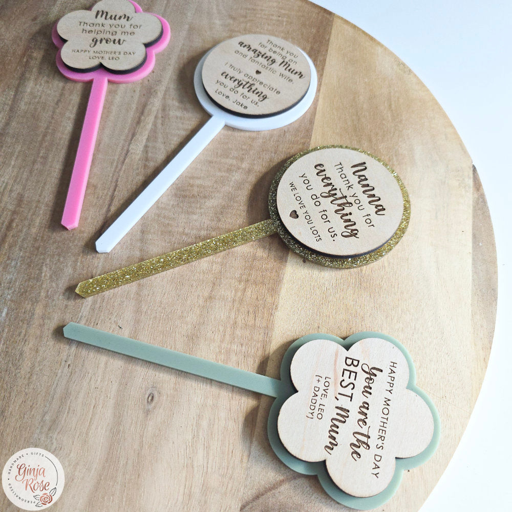 Mum's | Assorted Small Acrylic Stakes (for plant pots, gift baskets etc)