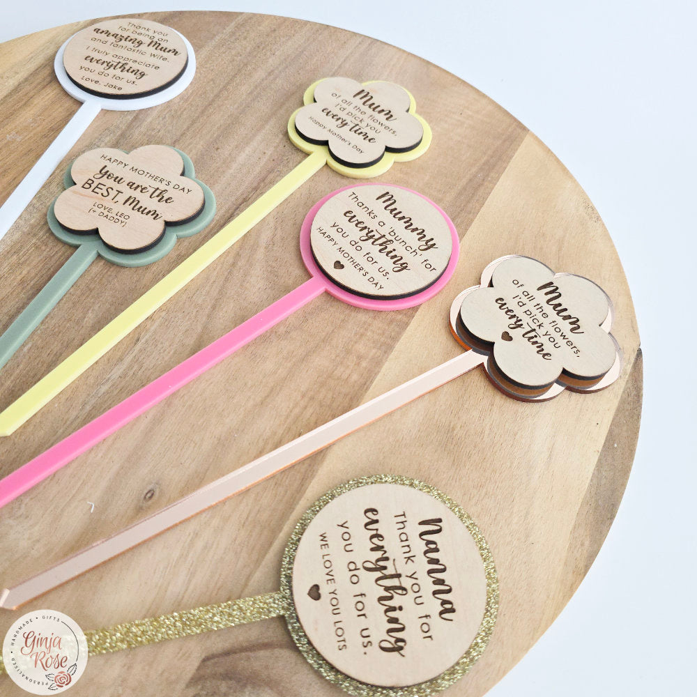 Mother's Day | Assorted Large Acrylic Stakes (for bunch of flowers/ large pots etc.)