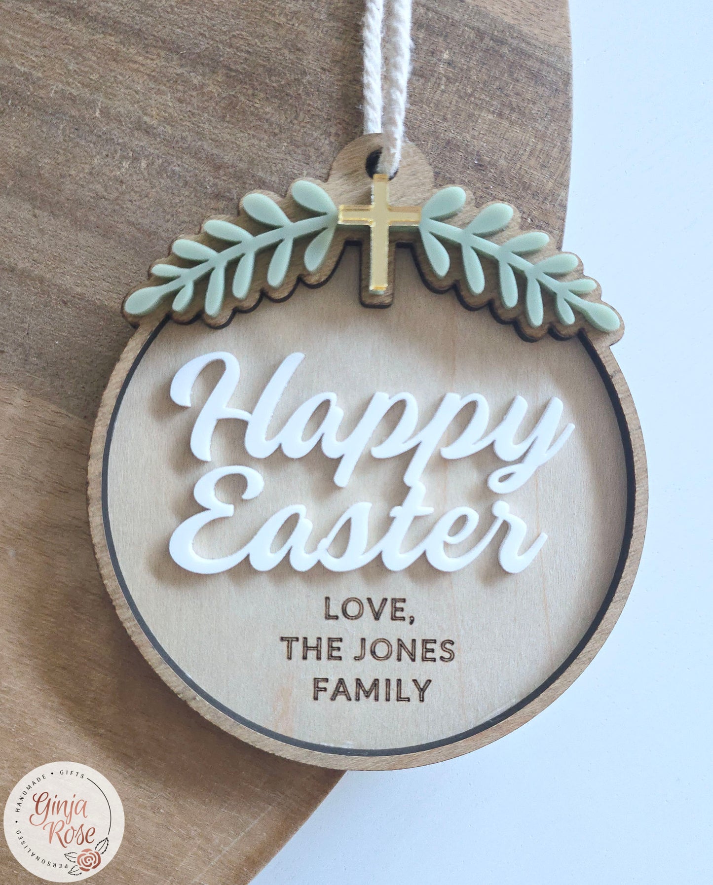 Easter | Round 'Earth Tone' with Cross - Gift Tag