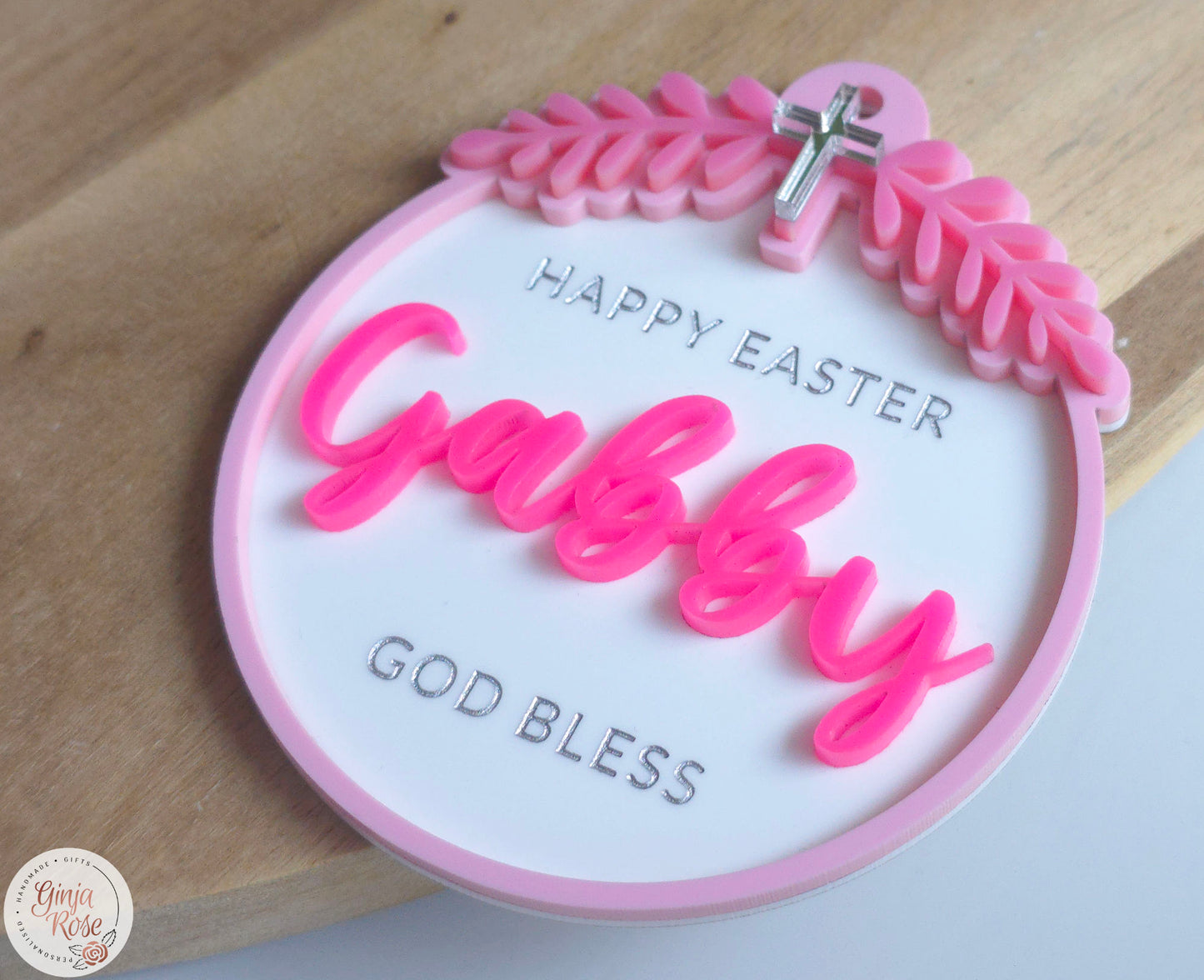 Easter | Round, All Acrylic with Cross - Gift Tag