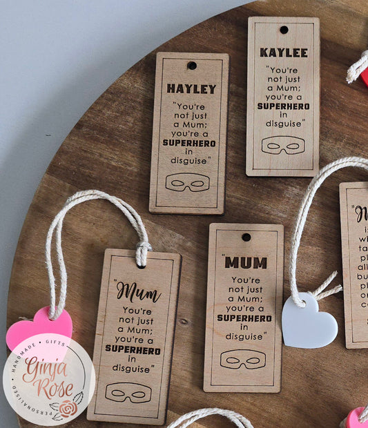 Mother's Day | Wooden Mini "Superhero" Bookmark
