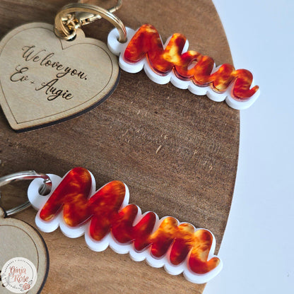 Mother's Day | Wooden Heart Bag Charm/ Keyring
