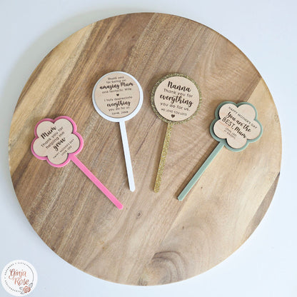 Mum's | Assorted Small Acrylic Stakes (for plant pots, gift baskets etc)