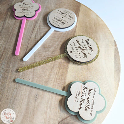 Mum's | Assorted Small Acrylic Stakes (for plant pots, gift baskets etc)
