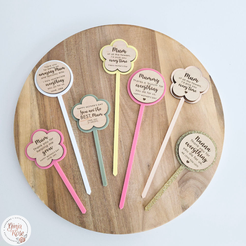 Mother's Day | Assorted Large Acrylic Stakes (for bunch of flowers/ large pots etc.)