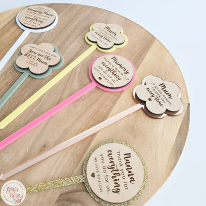 Mother's Day | Assorted Large Acrylic Stakes (for bunch of flowers/ large pots etc.)